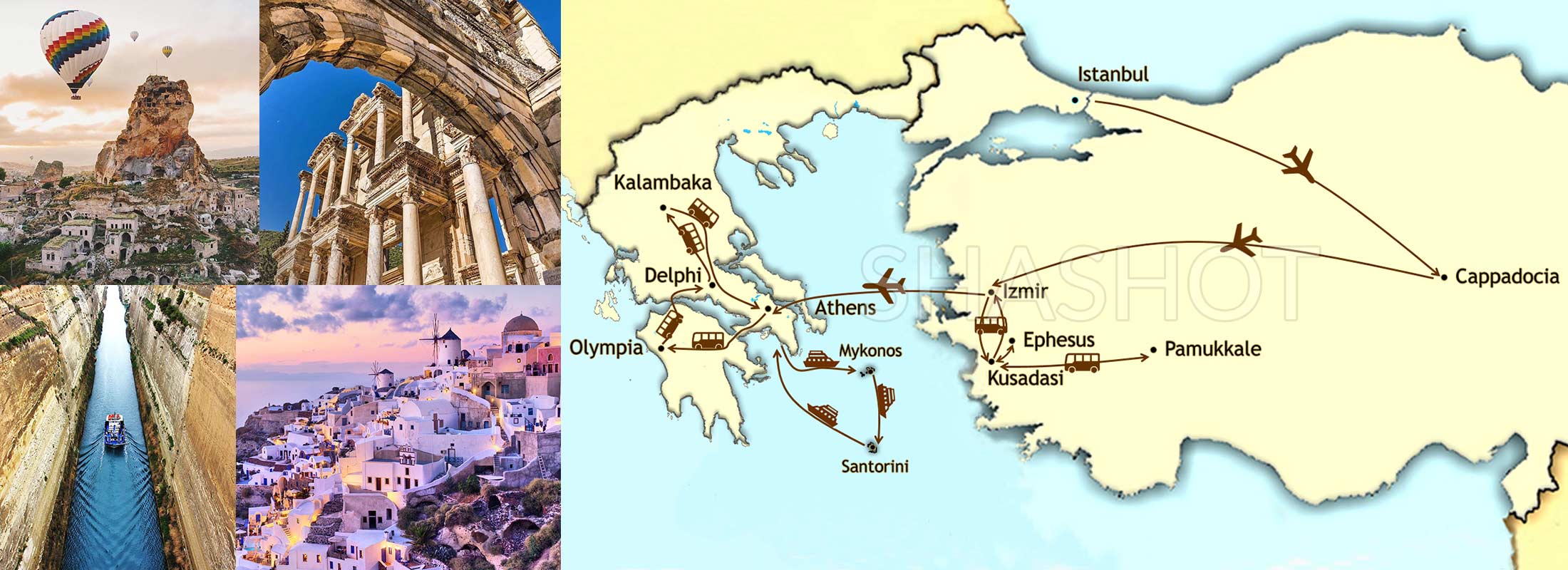 17 DAYS TURKEY GREECE PACKAGE TOUR ISTANBUL CAPPADOCIA PAMUKKALE EPHESUS ATHENS EPIDAURUS MYCENAE OLYMPIA DELPHI METEORA MYKONOS SANTORINI